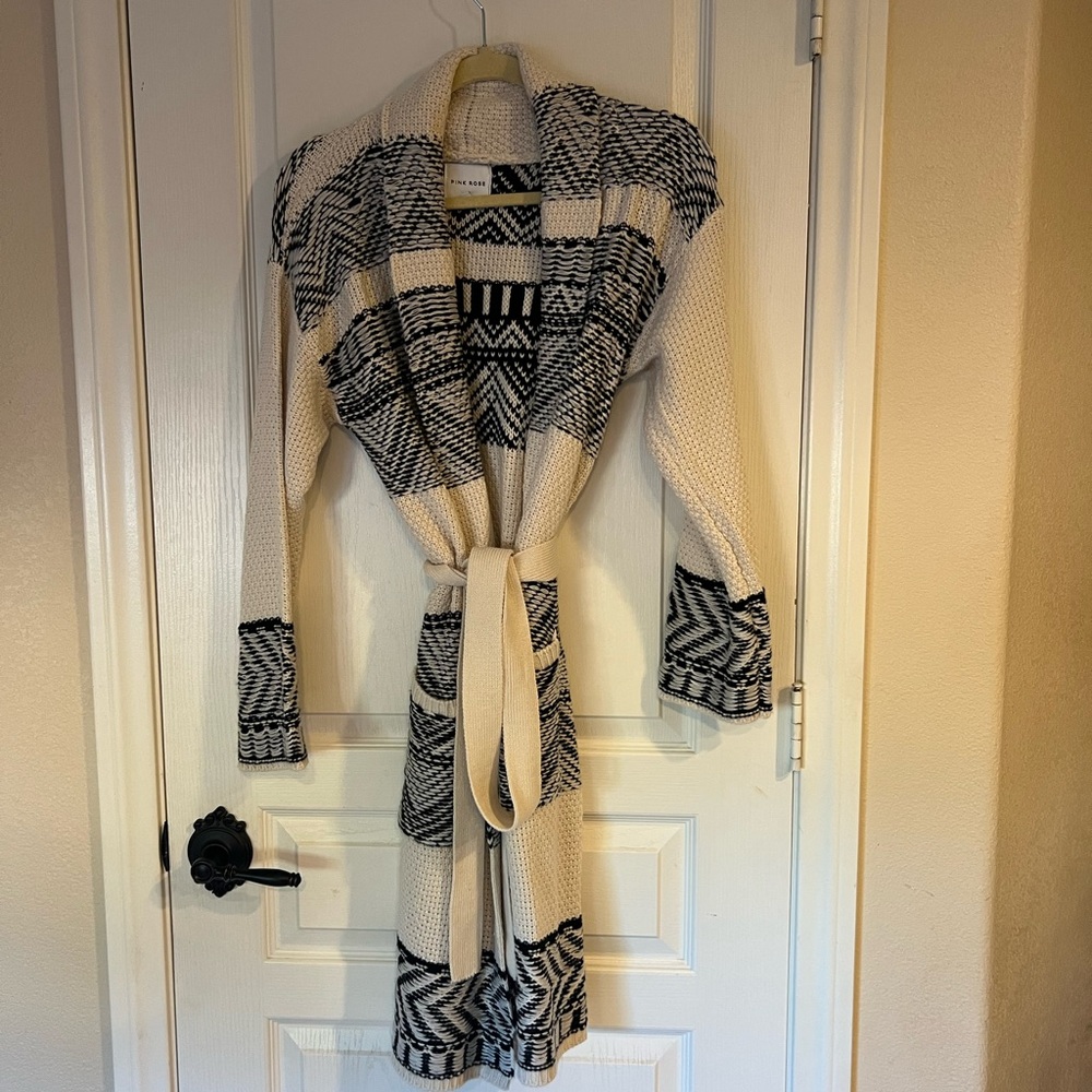 Pink Rose Black and Cream Patterned Sweater